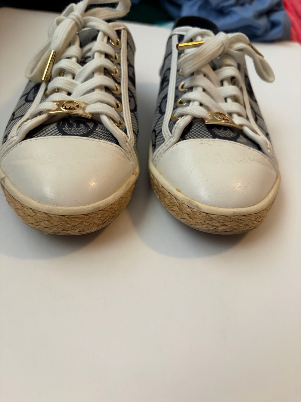 Michael Kors Kristy Slide Monogram Jacquard Ivory Denim Women’s Size 6 - Picture 6 of 11